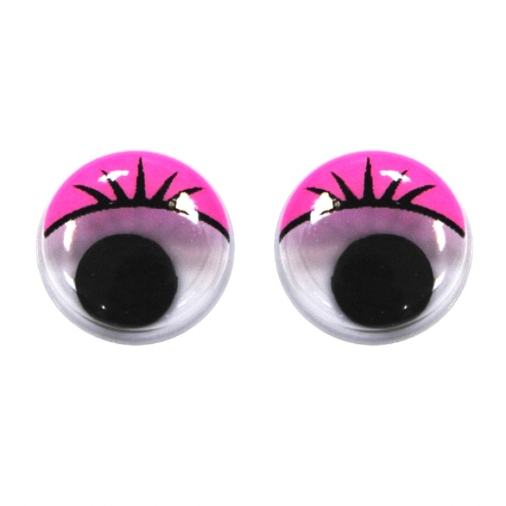 Глазки подвижные с ресничками 15 мм, круглые, розовые (2 шт)